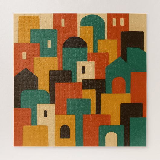 Puzzle Village Méditerranéen Géométrique Abstrait (Vertical)