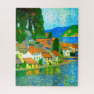 Puzzle Village méditerranéen impressionniste au bord de l