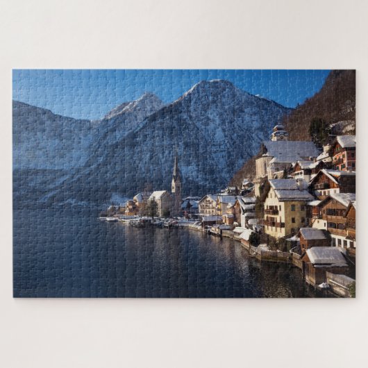 Puzzle Ville de Hallstatt dans la neige en hiver (Horizontal)