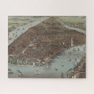 Puzzle Ville de New-York 1883 (lithographie de couleur)
