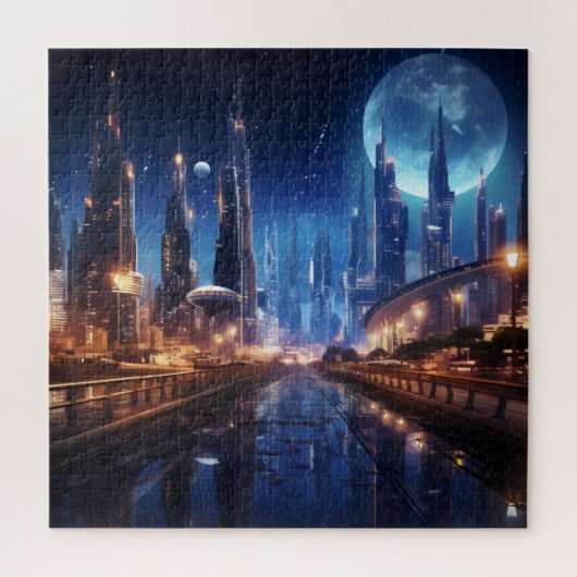 Puzzle Ville de nuit Sci-Fi (Vertical)