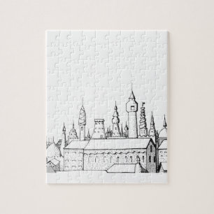 Puzzle ville fabuleuse . artwork . noir et blanc
