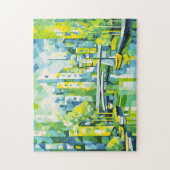 Puzzle Ville verte cubiste avec pont (Vertical)