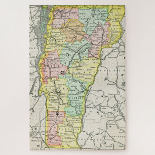 Puzzle Villes et routes du Vermont Carte colorée