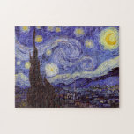 Puzzle Vincent Van Gogh Starry Nuit Vintage Art<br><div class="desc">Vincent van Gogh Starry Night Fine Art PeintureStarry Night est un tableau de l'artiste post-impressionniste néerlandais Vincent van Gogh. Le ciel bleu de la nuit est rempli de nuages tourbillonnants, d'étoiles et d'une lune brillante croissant. La Nuit étoilée est la seule nocturne de la série de vues depuis la fenêtre...</div>