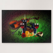 Puzzle Vins, bouteille, raisin, fromage, Violon (Horizontal)