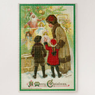 Puzzle Vintage 1912 Mère avec enfants Joyeux Noël