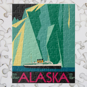 Puzzle Vintage Alaska Travel Poster Art, Taku Glacier