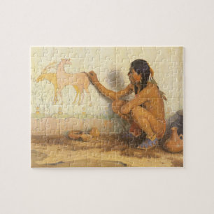 Puzzle Vintage Amérindien, artiste indien par Couse