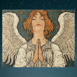 Puzzle Vintage ange religieux priant avec des étoiles d'o<br><div class="desc">Illustration vintage image religieuse du christianisme montrant un bel ange victorien par l'artiste Richard Lauda, c. 1904. Elle est en prière, les mains serrées les unes contre les autres et les yeux fermés. Des étoiles dorées brillantes et une lune sont dans le ciel nocturne. Les mots latins sous l'image sont...</div>