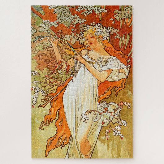 Puzzle Vintage Art Poster Spring by Alphonse Mucha (Vertical)