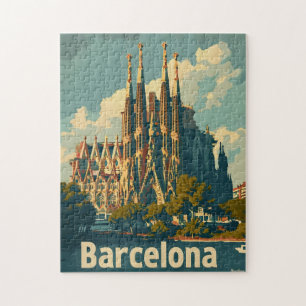 Puzzle Vintage Barcelona Sagrada Familia