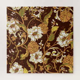 Puzzle Vintage baroque fleuri : magnolias, motif rose.