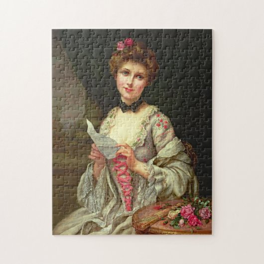 Puzzle Vintage Belle Fille Avec Une Lettre (Vertical)
