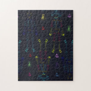 Puzzle Vintage Black Blue brillant Squelette Sugar Skelet