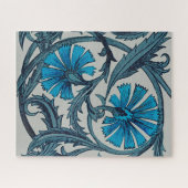 Puzzle vintage bleu antique fleurs artisanat rustique (Horizontal)