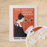 Puzzle Vintage Boston Sunday Herald<br><div class="desc">The Boston Sunday herald, dames le veulent fév 24 (1890-1920) | Cette illustration vintage du Boston Sunday Herald, datant du 24 février, présente l'oeuvre d'Ethel Reed et présente l'image frappante d'une femme en robe noire, élégamment posée sur fond de coquelicots rouges audacieux. Le contraste entre la tenue sobre de la...</div>