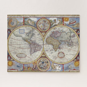 Puzzle Vintage carte du vieux monde par John Speed 1627 :
