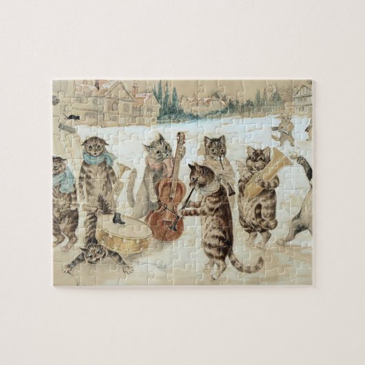 Puzzle Vintage Chat Noël Carol Louis Wain Art (Horizontal)
