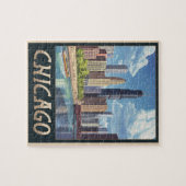 Puzzle Vintage Chicago City Skyline (Horizontal)