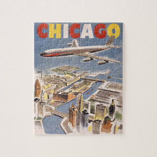 Puzzle Vintage Chicago USA Air Travel Publicité