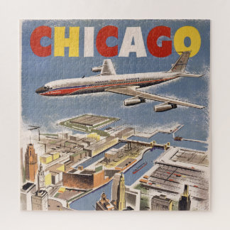 Puzzle Vintage Chicago USA Air Travel Publicité