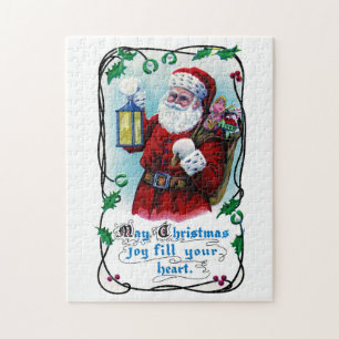 Puzzle Vintage Christmas Joie Père Noël