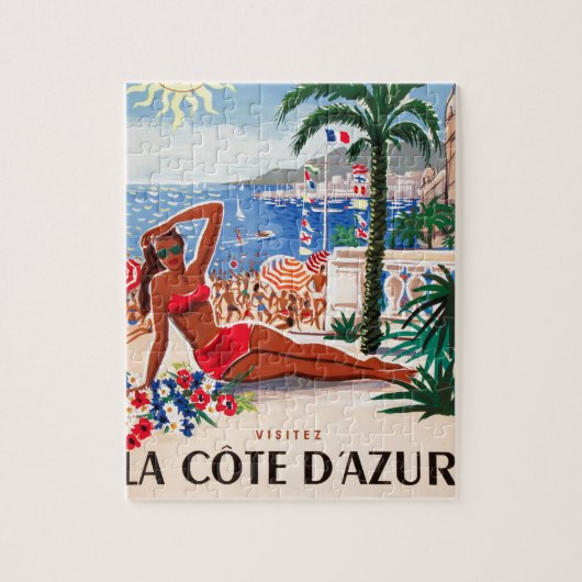 Puzzle Vintage Côte d'Azur Beach Girl (Vertical)
