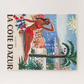 Puzzle Vintage Côte D'Azur Beach Illustration Art (Horizontal)