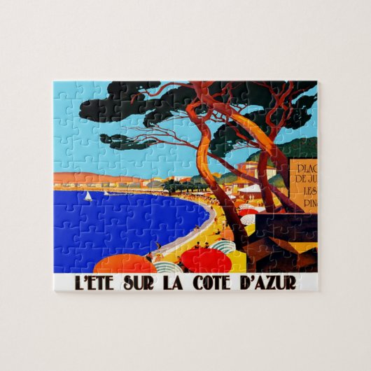 Puzzle Vintage Côte d'Azur Illustration de voyage (Horizontal)
