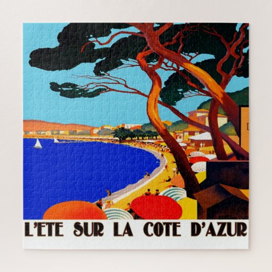 Puzzle Vintage Côte d'Azur Illustration de voyage (Vertical)