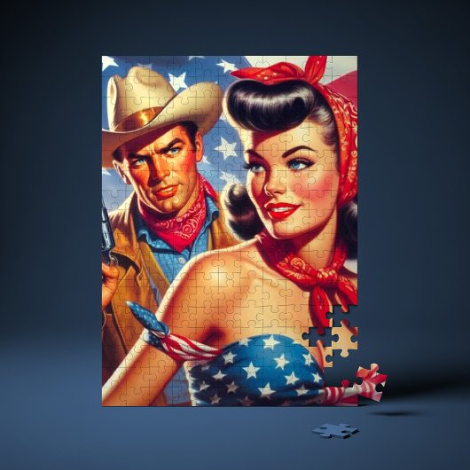 Puzzle Vintage Cowboy et Pin Up