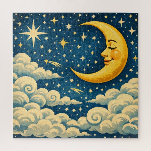 Puzzle Vintage Crescent Moon Night Sky (Vertical)