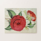 Puzzle Vintage Crimson Botanique Camellia (Horizontal)