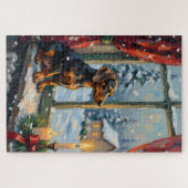 Puzzle Vintage Dachshund by Cozy Christmas Window (Horizontal)