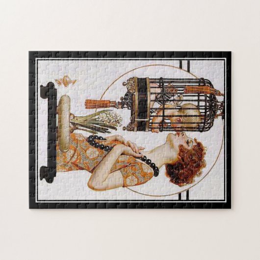 Puzzle Vintage dame cage bébé (Horizontal)