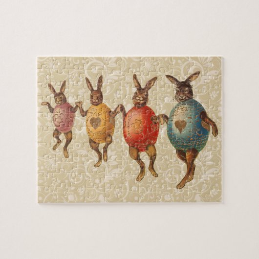 Puzzle Vintage Easter Bunnies Dancing with Egg Costumes (Horizontal)