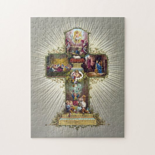 Puzzle Vintage Easter Cross Religious Holiday Gold (Vertical)