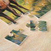 Puzzle Vintage Elk Starry Night Van Gogh Countryside (Côté)