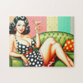 Puzzle Vintage fille de boisson (Horizontal)