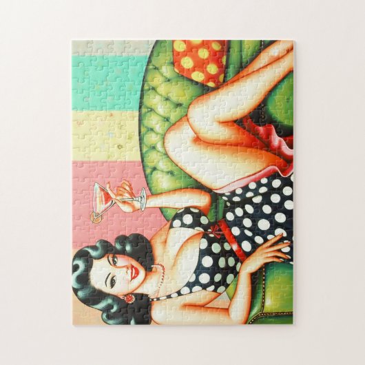 Puzzle Vintage fille de boisson (Vertical)