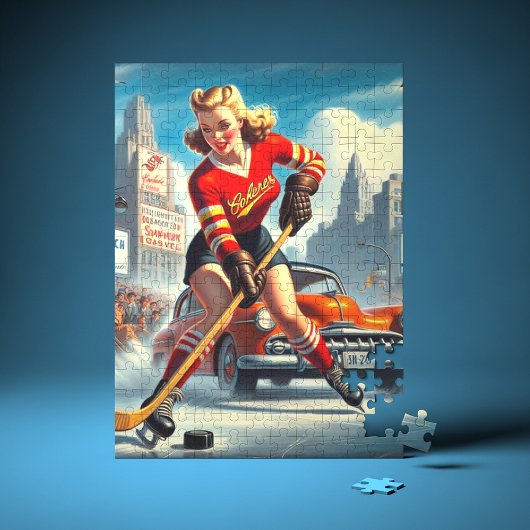 Puzzle Vintage fille de hockey