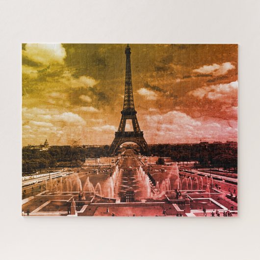 Puzzle Vintage France Paris Fontaine Chaillot Tour Eiffel (Horizontal)