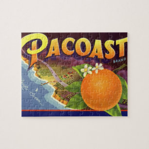 Puzzle Vintage Fruit Crate Art Étiquette, Oranges Pacoast