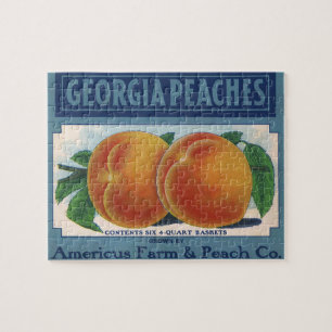 Puzzle Vintage Fruit Crate Étiquette Art, Georgia Peaches
