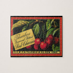 Puzzle Vintage Fruit Crate Étiquette Art, Thurber Cherrie