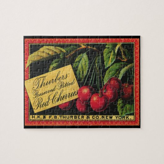 Puzzle Vintage Fruit Crate Étiquette Art, Thurber Cherrie (Horizontal)