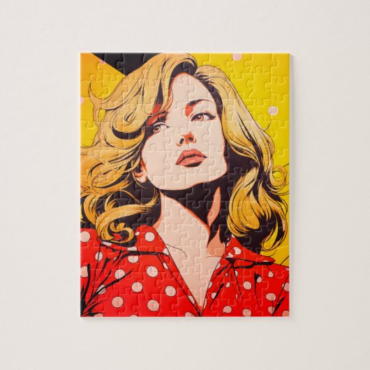 Puzzle Vintage girl personalized photo unique comic (Vertical)