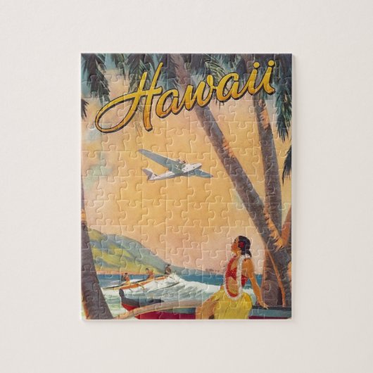 Puzzle Vintage Hawaii Travel Art Illustration (Vertical)