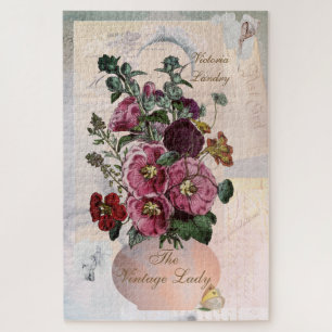 Puzzle Vintage Hollyhock dans Lettres Collage